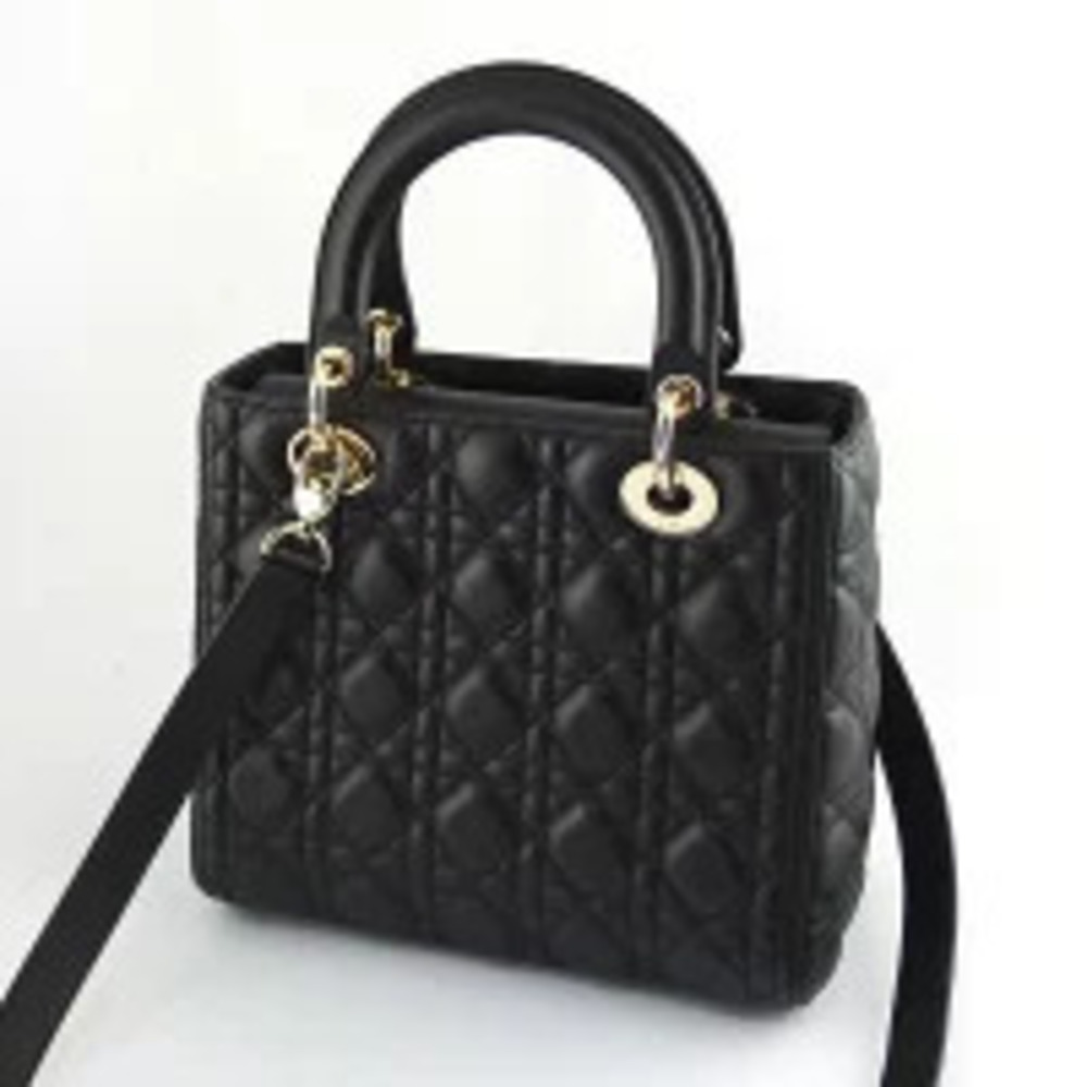 Dior Cannage Lady Christian Black Lambskin  Bag